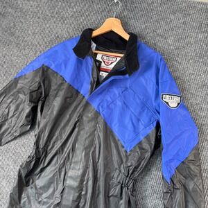 VTG Firstgear Motorcycle‎ Rain Jacket Mens M Black Blue Waterproof Reflective 3M